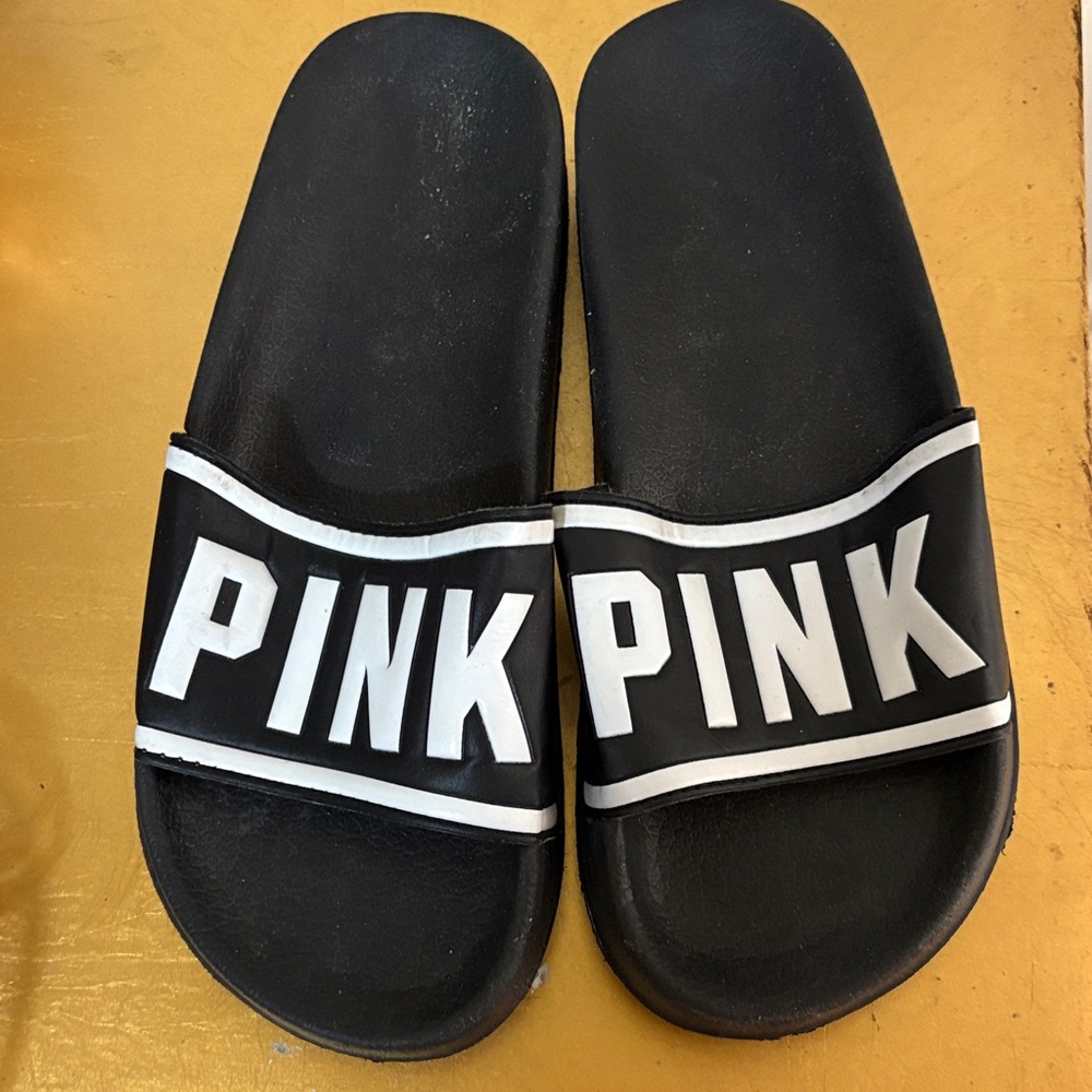 Victoria Secret PINK Black and White Slide Sandals